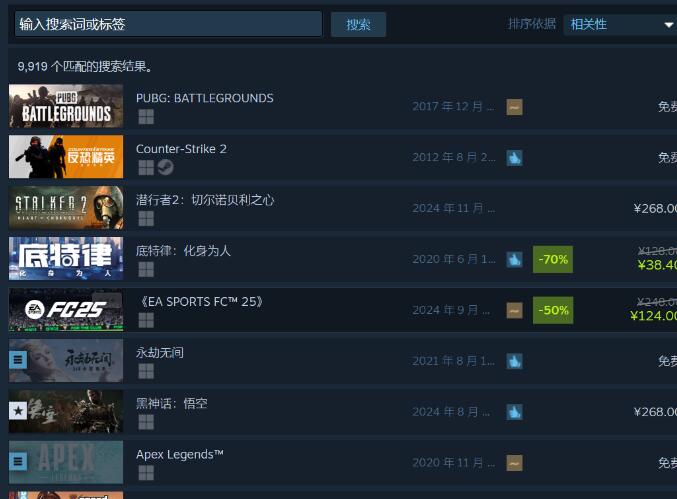 《潜行者2》Steam国区售价268元，游戏热度攀升至销量榜首